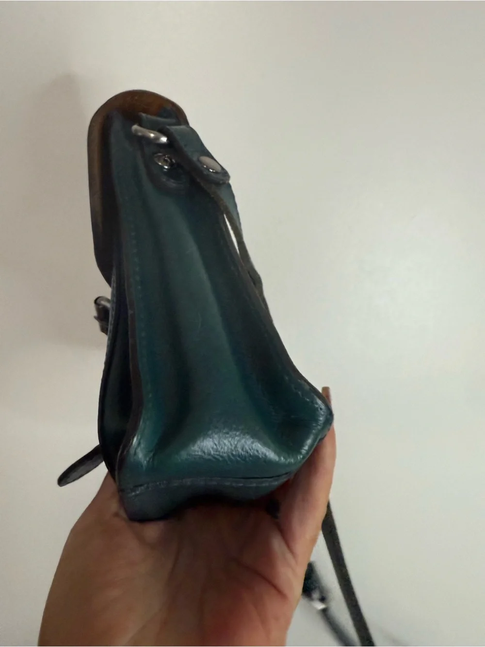 Patricia Nash dark green/blue Leather Crossbody Bag - Adjustable Strap
